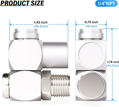 1/4 Inch Air Tool Swivel Fitting 360 Degree Swivel Air Hose Connector Aluminum Adapter dimensions pack of 4