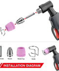 Installation diagram of Pro Grade Plasma Cutter Consumables Kit With Cutting Tips And Nozzles, 50 Piece Set, compatible with AG60P torch head.
