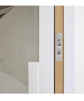 Slick 4 Inch Pocket Door Edge Pull 2 Pack Rock Solid 304 Stainless Steel Flush Mount Finger Grip Handles Premium Silver installed in wood door.