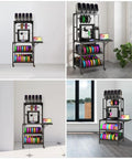 Solid As A Rock 4 Tier Rolling 3D Printer Stand With Hella Spacious Spool Storage And Sturdy Metal Workstation Desk showing colorful spools and printer.