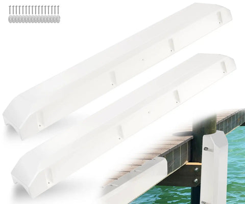 Marine Grade Boat Dock Bumpers For Edge And Piling Posts Dock Fenders in white installed on dock edge, 48 inch, PVC material
