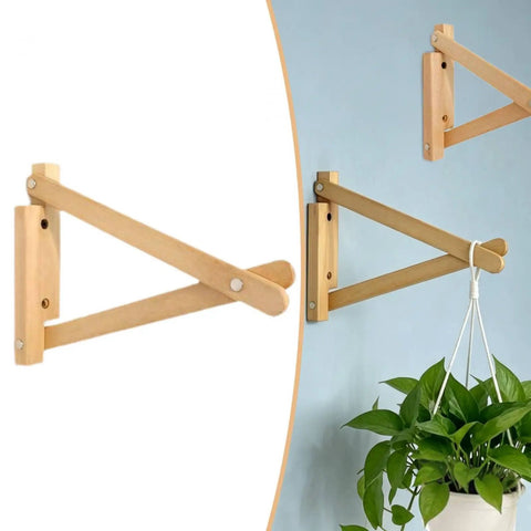 Rustic Shelf Brackets For Wall Mount, Triangular DIY Angle Brackets, 27cm, EZ Install shown with plant, multi room use.