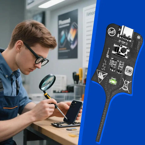 Technician using Set Of 2 Type C Inductance Testers For Motherboards And Coils, High Sensitivity Electromagnetic Induction Tool