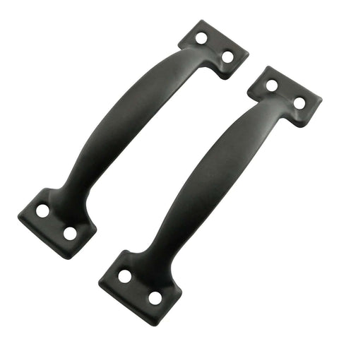 10 Pack 99mm Black Iron Door Handle Pulls With Screws For Doors And Drawers Vintage Surface Mount Hardware For Barn Doors Garage Doors Screen Doors Grilles Easy Grip Large Hand Clearance