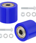 Dual 8mm Chain Tensioner Guide Wheel Set With Beefy Bearings For Dirt Pit Bikes Street Bikes Motorcycles ATVs And Off Road Rides Blue