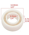 R188 full ceramic ball bearing, bore 1/4", outer diameter 1/2", thickness 3/16" (front view).