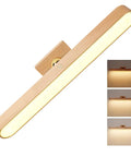 Wooden Vanity Light Bar With 360 Degree Magnetic Rotatable Led USB Rechargeable And Battery Powered Dimmable Warm White Lighting
