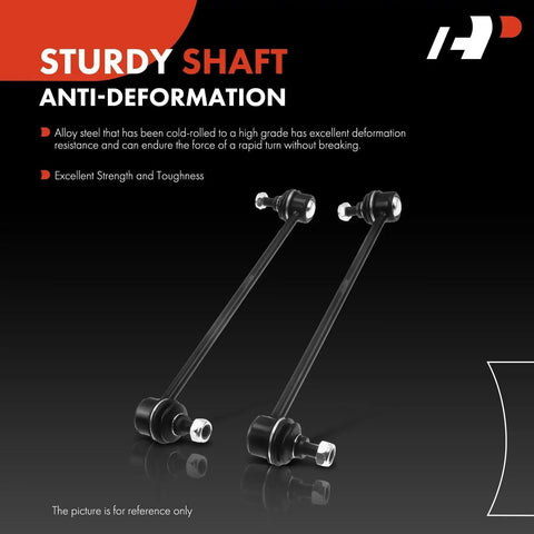 Two Front Sway Bar End Links Stabilizer Kit For Toyota Camry Avalon Solara RX300 ES300 1997 1998 1999 2000 2001 2002 2003 2004 Direct Fit Front Left And Right Replacement For A Smoother Tighter Ride, showing sturdy shaft and anti-deformation features.