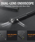Dual Lens Endoscope With Light For Auto And Home Inspections, Borescope Camera With Flexible Cable, Handy Internal View For Cylinders, Pipes, And Wall Voids; 4.5-inch display