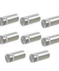 Heavy Duty Standoff Screws For Wall Mount Acrylic Picture Frame Hardware And Sign Holder With Slick Silver Finish Crafted From Rust Proof 304 Stainless Steel Rock Solid For Indoor Outdoor Exhibition Display Includes Eight Pieces in a pack of eight shiny silver standoffs.