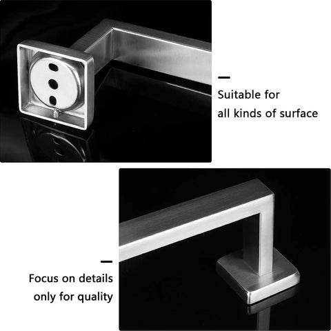 Premium Thick SUS 304 Stainless Steel Square Towel Rack For Bathroom Wall Mounted Towel Bar Rustproof 27 Inch Brushed Nickel