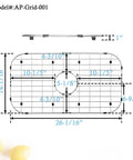 Diagram of Heavy-Duty Stainless Steel Sink Grid Protectors for Single Bowl Kitchen Sinks, center drain, 26 1/16 x 14 1/16 inches.
