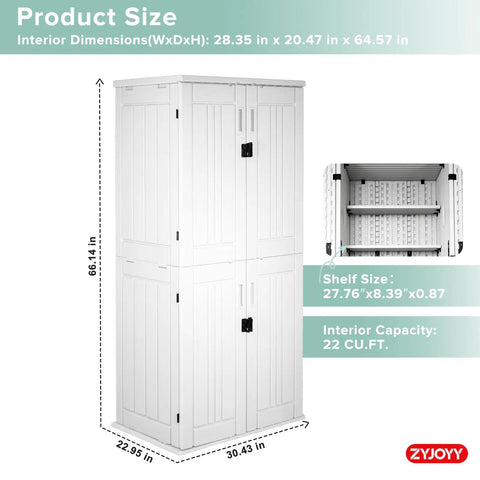 Weatherproof Outdoor Storage Cabinet With Four Shelves And Lockable Door Built To Last Tall White Resin Shed Stands 66 Inches High
