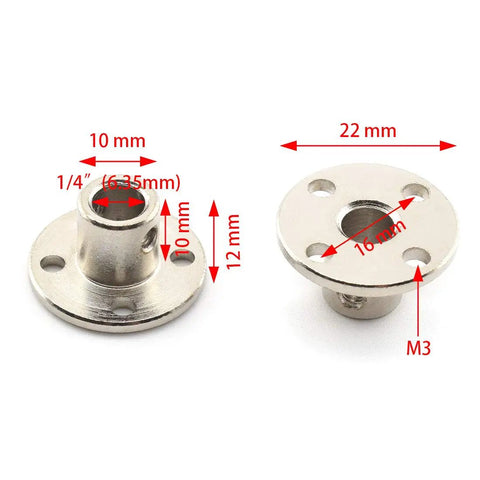 1/4 Inch Flange Shaft Coupling, Metal Axis Bearing Fittings, Rigid Coupler For Stepper Motor And RC Models, Built To Last Shaft Coupler 2 Pack For Precise Motion And Easy Install, 22 mm flange