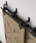 5 Pack Wall Mount Bypass Door Brackets for Sliding Barn Door Hardware, Matte Black Steel, with spacer, powder coated finish
