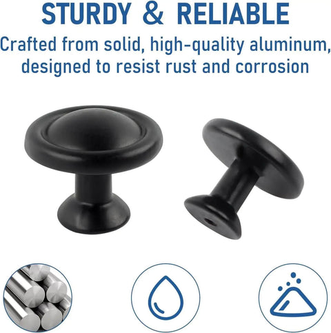 15 Pack Cabinet Knobs Set 1 1 Quarter Inch Matte Black Round Drawer Knobs Built Tough Aluminum Hardware For Kitchen Cabinets Rust Resistant Modern Minimalist Pulls