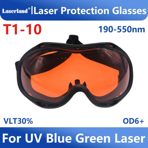 Over Glasses Laser Safety Goggles For 190nm To 550nm Wavelengths Including 355nm 405nm 450nm 473nm 532nm OD6 Blue Green