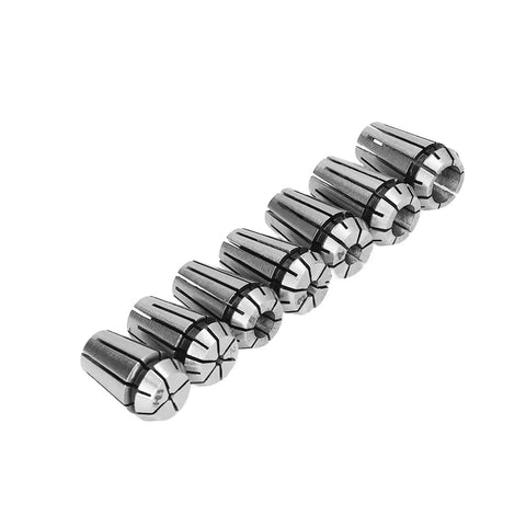 Must-Have 7Pcs Spring Collet Set For ER Tool Holders, durable spring steel milling collets in 1.0mm to 7.0mm sizes.