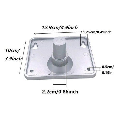 Dual Drum Tilting Clamp With Electronic Module Mounting Plate, silver metal with dimensions shown, for module holder use