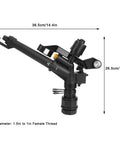 360 Degree Rocking Arm And Impact Irrigation Sprinkler With Adjustable DN25 Female Thread, 1.5in To 1in Inlet, Durable Plastic