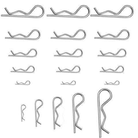 20 Piece Cotter Pin And R Clips Assortment Kit With Heavy Duty Zinc Plated Hair Pins Spring Fasteners And Hitch Pins Clips