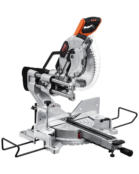 Sliding Compound Miter Saw With 12-Inch Blade, 15 Amp Motor, 60-Tooth Corded Double Bevel, LED Precision Alignment, Angle Adjustable