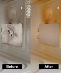 Before and after installation of Waveguide Cover Mica Sheets Pack for Microwave Ovens 6x6x0.02 Inches High Temp 1050C Mica Plates