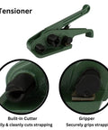 All In One Poly Strapping Kit With Tensioner And Sealer 3000 Feet Of Half Inch Polypropylene Mini Coil Includes 250 Seals 300 Pound Tensile Strength Portable Lightweight Pack Made In The USA tensioner detail
