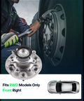 Front Right Wheel Hub Bearing Assembly 515107 For Chevy Colorado GMC Canyon Isuzu I Series 2004 2008 RWD 2.8L 2.9L 3.5L 3.7L Engines Easy Install Durable Replacement shown next to vehicle wheel being serviced.
