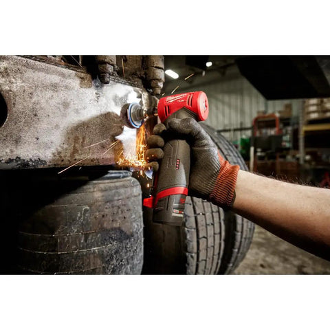 Hand using M12 cordless tool with RedLithium 2.0 Ah Compact Battery Pack For M12 Cordless Tools Built Tough Longer Run Time