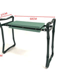 Foldable Garden Kneeler Seat With Foam Kneeling Pad And Tool Pouch, Portable 49cm high, 60cm wide bench for back and knee relief