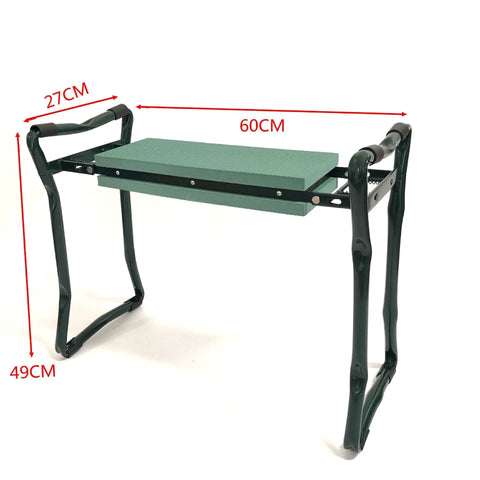 Foldable Garden Kneeler Seat With Foam Kneeling Pad And Tool Pouch, Portable 49cm high, 60cm wide bench for back and knee relief