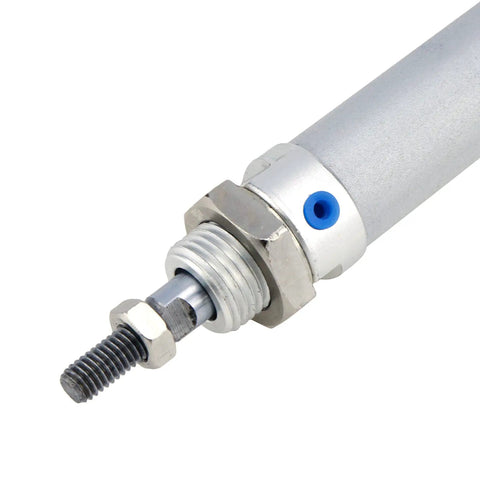 Close-up of Mini Pneumatic Cylinder 16mm Bore 150mm Stroke Double Acting With Y Connector And Two Pneumatic Quick Fittings MAL16x150