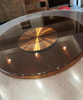 Heavy Duty Tempered Glass Lazy Susan Turntable For Dining Tables Super Slick Rotating Serving Platter 40 Inch Kitchen Buffet Tray on table