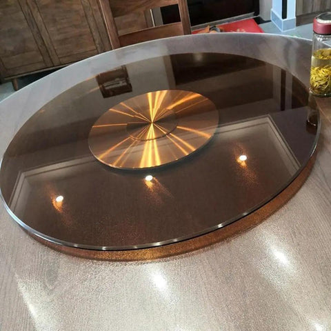 Heavy Duty Tempered Glass Lazy Susan Turntable For Dining Tables Super Slick Rotating Serving Platter 40 Inch Kitchen Buffet Tray on table