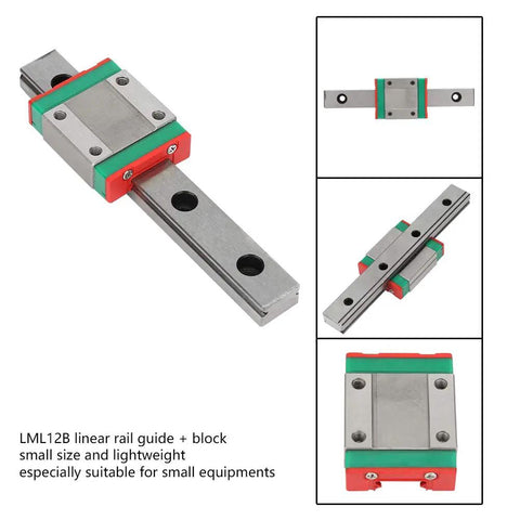 Miniature Linear Rail Guide LML12B With Bearing Steel 100mm Length And 4 Point Contact For Small Automation Equipment And Systems Tiny But Mighty Precision For Robotic Assembly, shown with block