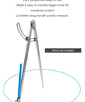 Heavy Duty 12 Inch Woodworking Compass With Pencil Holder For Carpenters Lockable Wing Divider for precise circle marking.