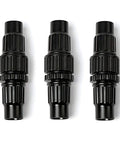 Garden Hose Repair Kit With 3/4 Inch Thread Adapters, 6 Piece Connector Set Including 3 Male And 3 Female Connectors With Washers, Fits 3/8 Inch Flexible Hoses, US GHT Standard, No Leak Easy Fix, three black connectors in a row