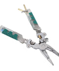 Heavy Hitter Multifunctional Wire Stripper With Crimper Cutter And Non Contact Voltage Tester, steel tool with green grips.