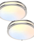 Super Bright 36W LED Ceiling Lights 3600 Lumens Dimmable Flush Mount Fixtures 13 Inch Ceiling Lamps 2 Pack Nickel Finish