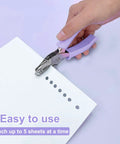 One Hole Puncher For Paper Crafts With Purple Soft Grip Handle Three Pack Handheld Circle Punch punching paper