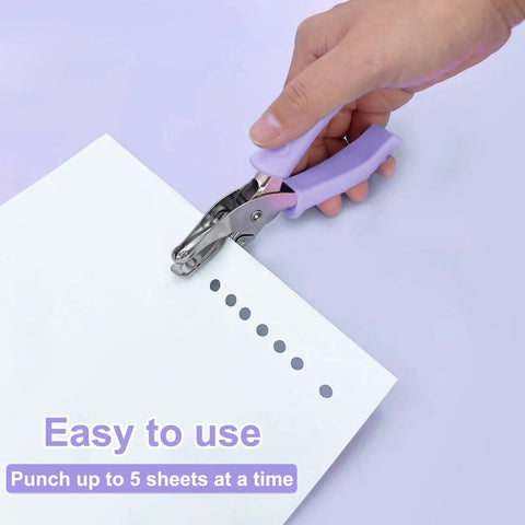 One Hole Puncher For Paper Crafts With Purple Soft Grip Handle Three Pack Handheld Circle Punch punching paper