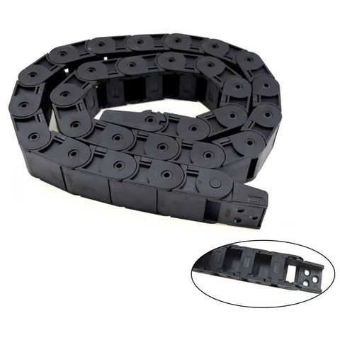 One Side Open Cable Drag Chain, 1 Meter Black Plastic Wire Carrier For CNC Machines, 18 By 25mm Inner Channel, Tangle Free