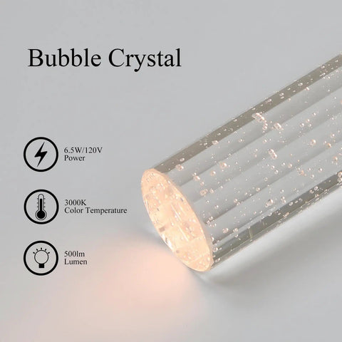 Bubble crystal detail of Black Pendant Light Fixture For Kitchen Island And Dining Table With Bubble Crystal Glass Shade And LED Bulb Included