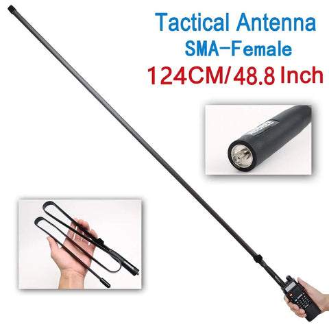 High Gain Foldable CS Tactical SMA Female Ham Radio Antenna For VHF UHF 144 To 430 MHz 48.8 Inch 6.0 dBi 25W Max Power