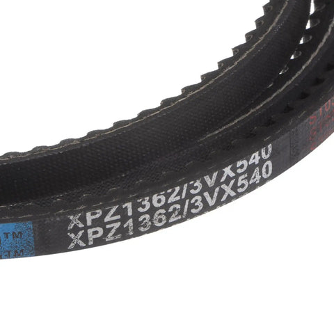 3VX540 Cogged V Belt 54 Inch Length 0.38 Inch Width 0.32 Inch Thick Raw Edge Rubber Belt in close-up view