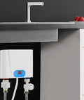 Ace Wall Mounted Tankless Water Heater Delivers Instant Hot Water With 220Volt 5Point5Kilowatt Fast Heating For Kitchen And Bathroom Featuring Slick Space Savvy Build under a kitchen sink.