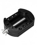 Super Handy Mini Bench Vise With Massive Suction Power Base For Jewelry, Small Crafts And Precision Clamping Tasks On Any Smooth Surface Without Drilling, sturdy black aluminum design.