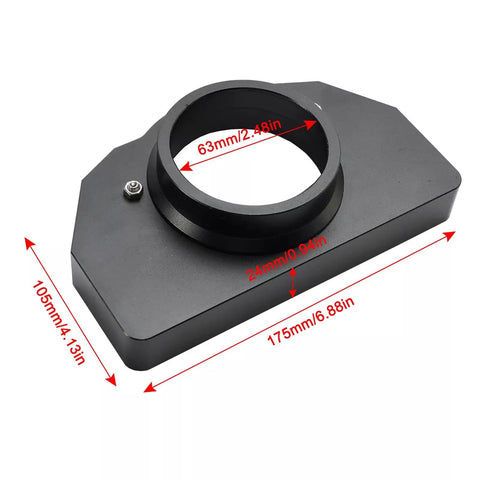 Black aluminum Steering Wheel Bearing Seat Upgrade for G923 with measurements in millimeters and inches visible on image