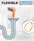 Flexible Drain Snake And Clog Remover 3 Pack Yanks Hair And Gunk Right Out Of Kitchen Sink Bathtub Shower Pipe Fast No Sweat Required For Any Stubborn Household Clog Situation, showing use in sink drain